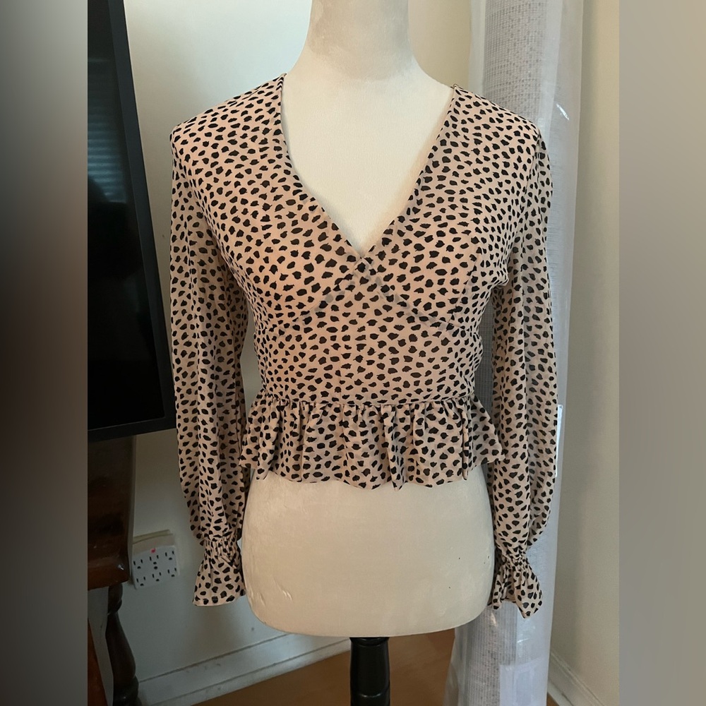 Black and Tan Polka Dot Blouse